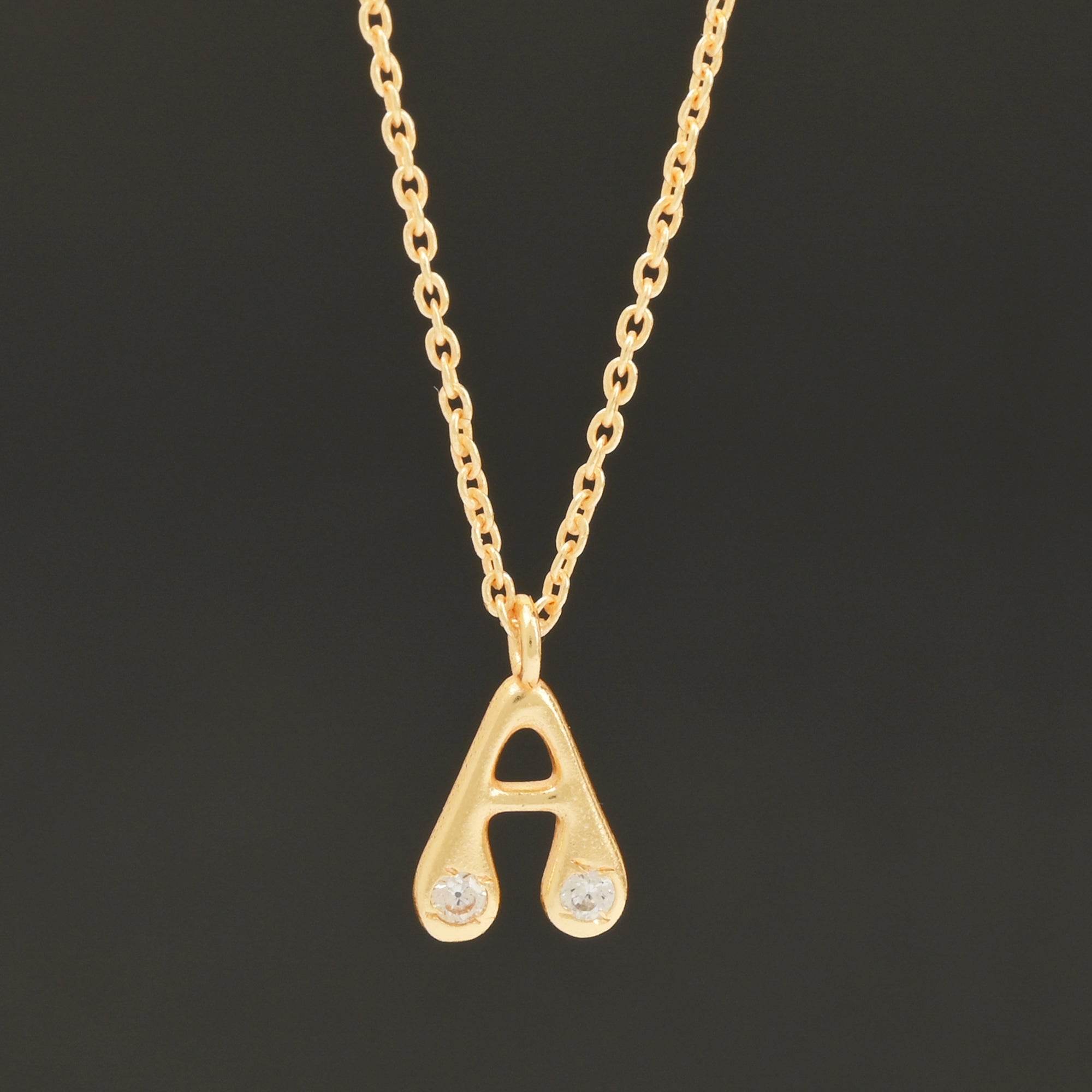 White Cubic Zirconia with A Custom Letter Necklaces - La Vitá Jewels