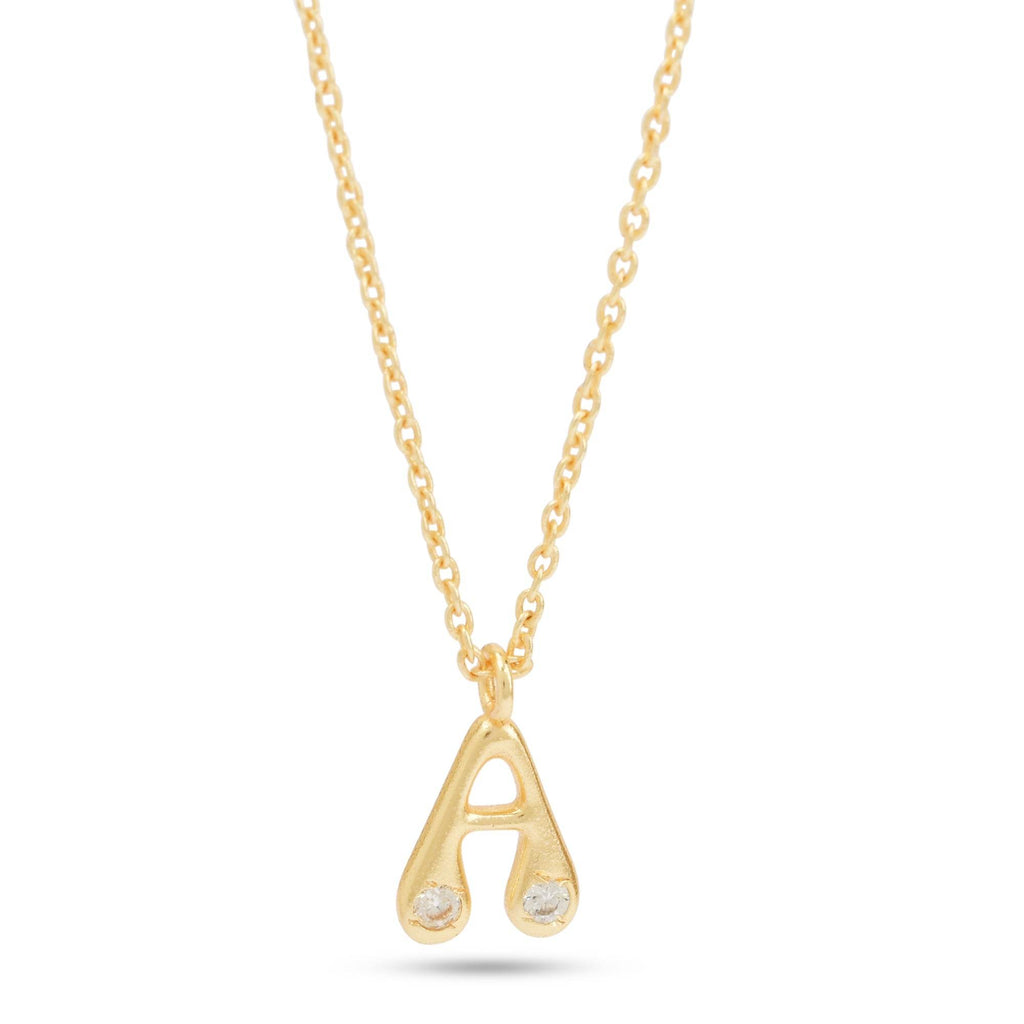 White Cubic Zirconia with A Custom Letter Necklaces - La Vitá Jewels