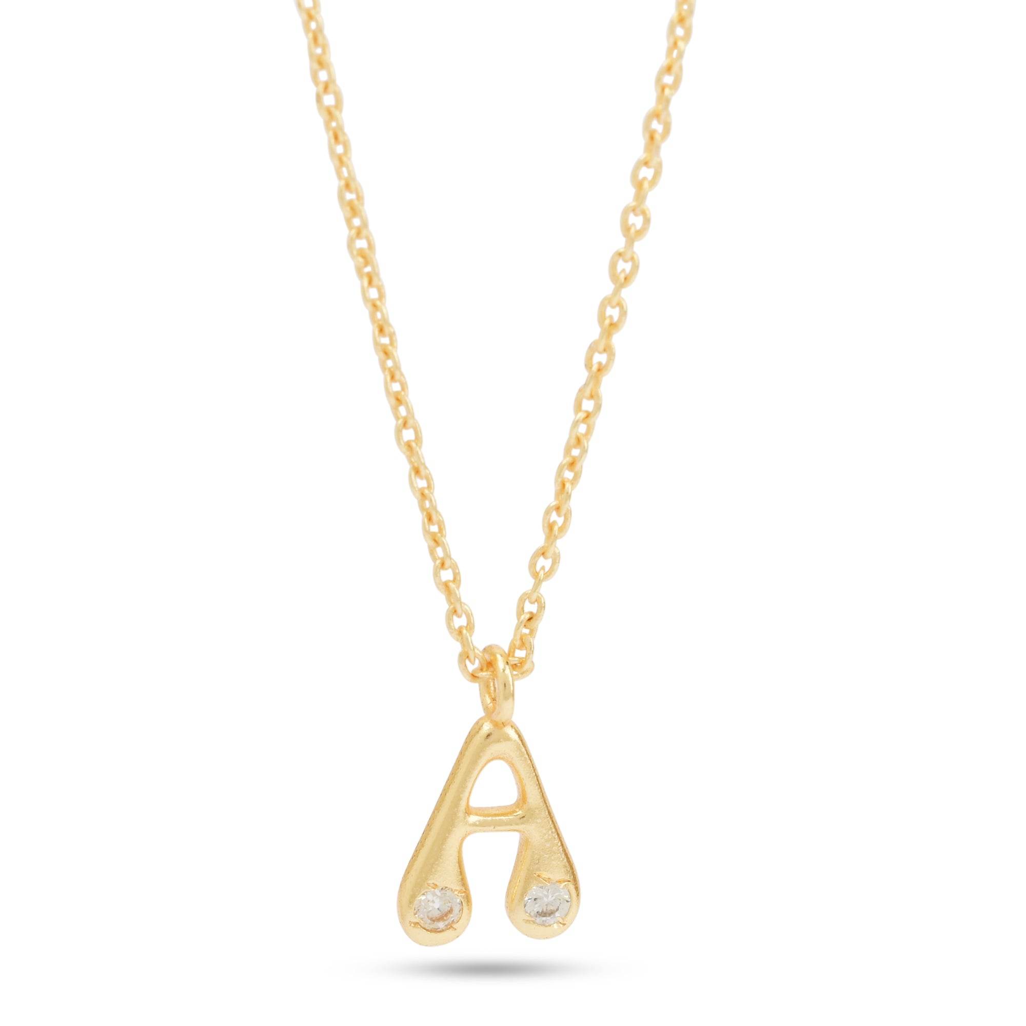 White Cubic Zirconia with A Custom Letter Necklaces - La Vitá Jewels