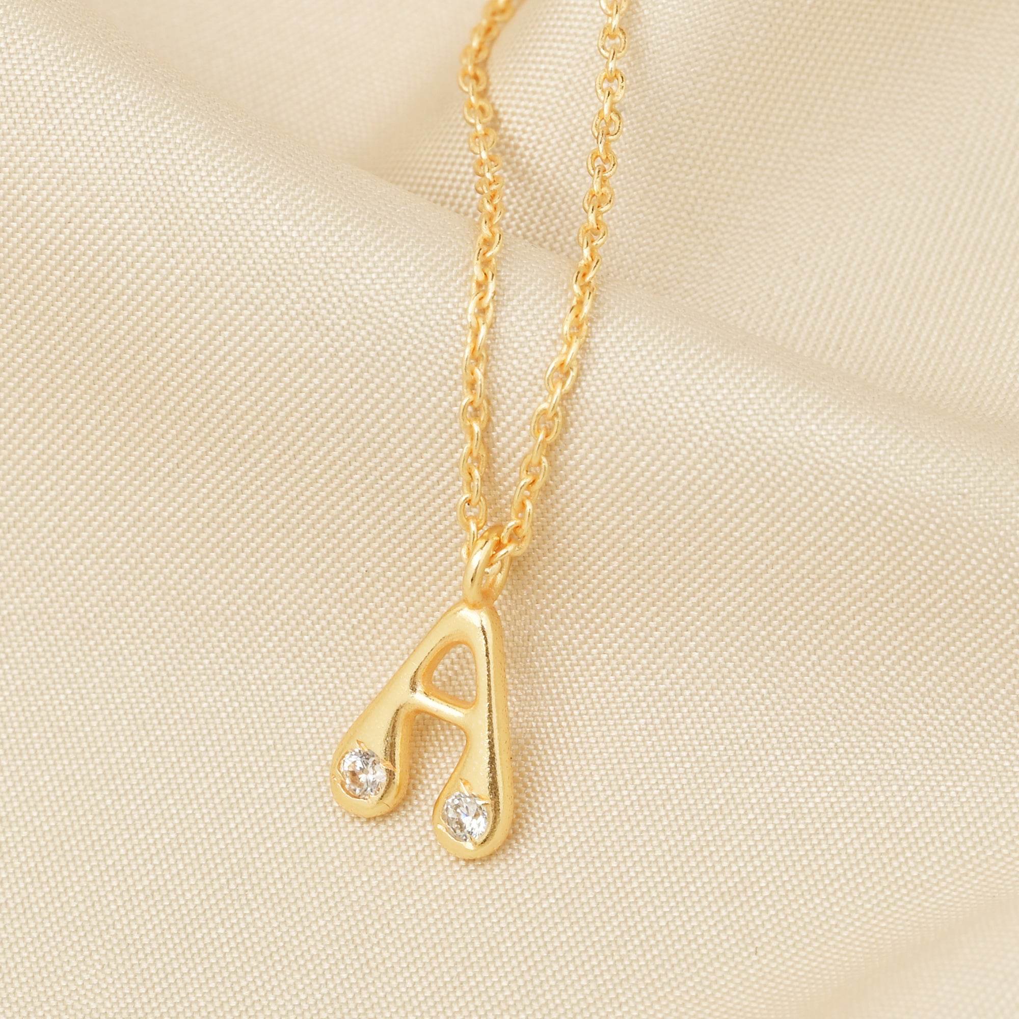 White Cubic Zirconia with A Custom Letter Necklaces - La Vitá Jewels