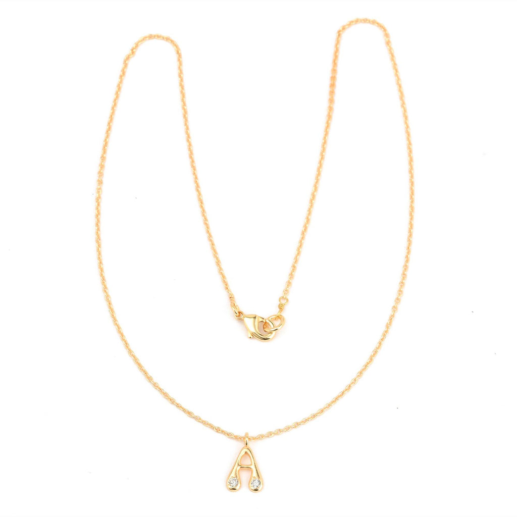White Cubic Zirconia with A Custom Letter Necklaces - La Vitá Jewels