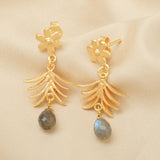 Leaf shape with Labradorite Drop Earrings