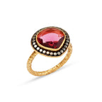 Gold, Black Rhodium Plated Pink Tourmaline Designer Rings in Sterling Silver - La Vitá Jewels