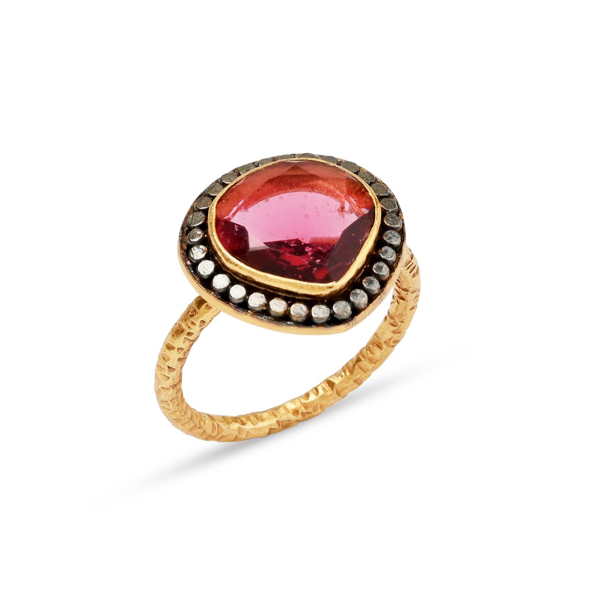Gold, Black Rhodium Plated Pink Tourmaline Designer Rings in Sterling Silver - La Vitá Jewels