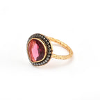 Gold, Black Rhodium Plated Pink Tourmaline Designer Rings in Sterling Silver - La Vitá Jewels