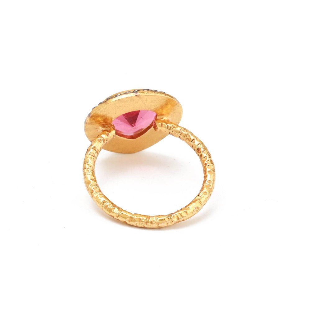 Gold, Black Rhodium Plated Pink Tourmaline Designer Rings in Sterling Silver - La Vitá Jewels