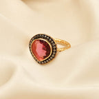 Gold, Black Rhodium Plated Pink Tourmaline Designer Rings in Sterling Silver - La Vitá Jewels