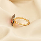 Gold, Black Rhodium Plated Pink Tourmaline Designer Rings in Sterling Silver - La Vitá Jewels