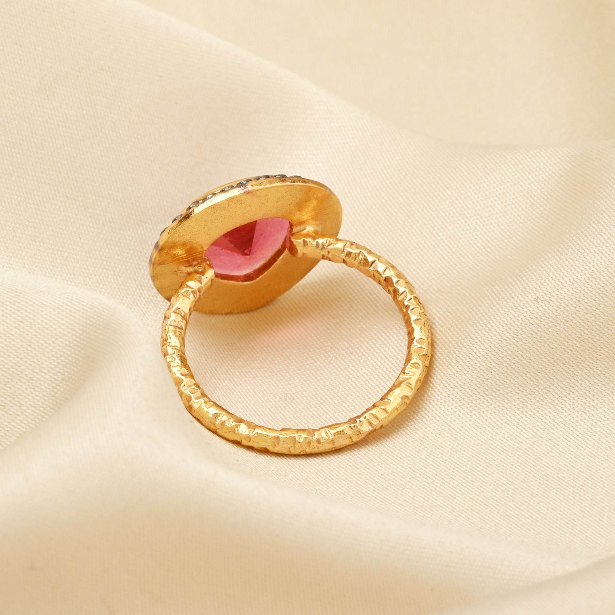 Gold, Black Rhodium Plated Pink Tourmaline Designer Rings in Sterling Silver - La Vitá Jewels