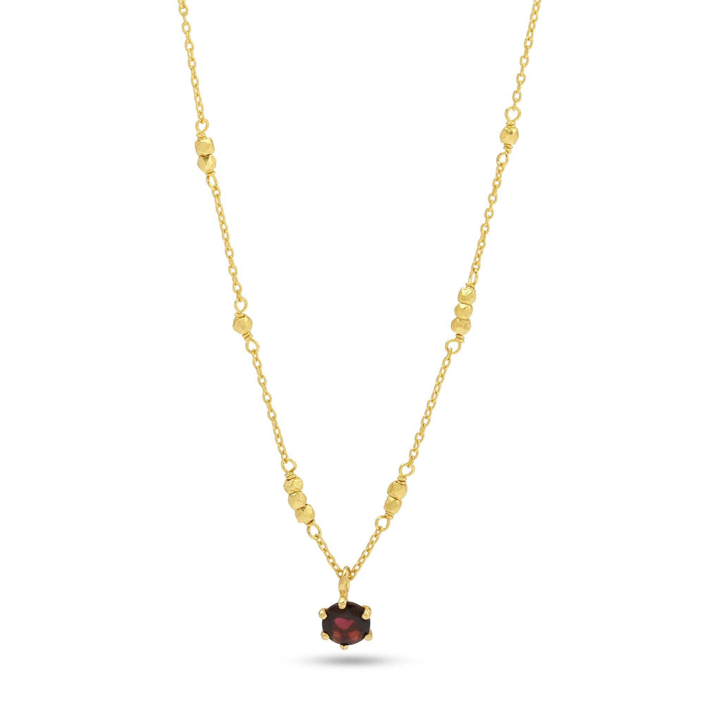 Garnet Gemstone with Metal Beads Necklaces in Sterling Silver - La Vitá Jewels