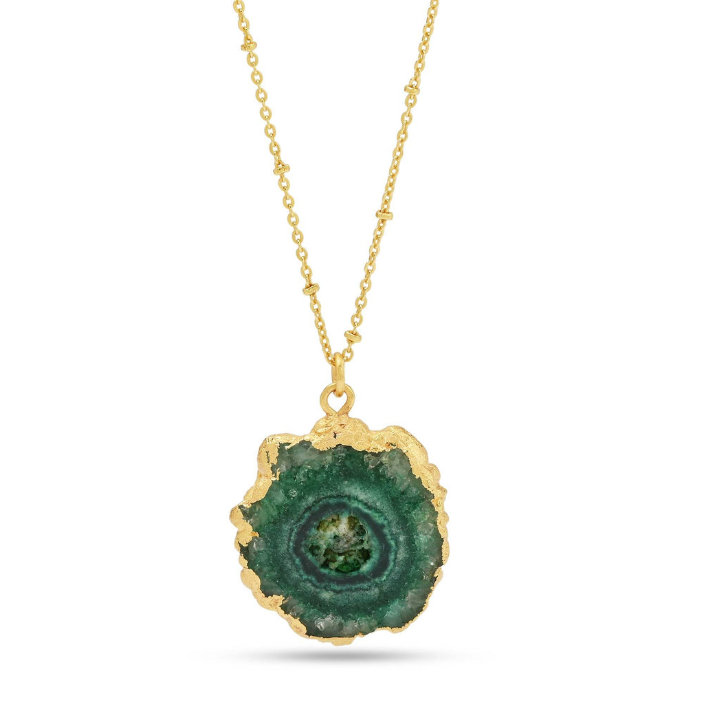 Sterling Silver Green Solar Quartz Necklaces - La Vitá Jewels