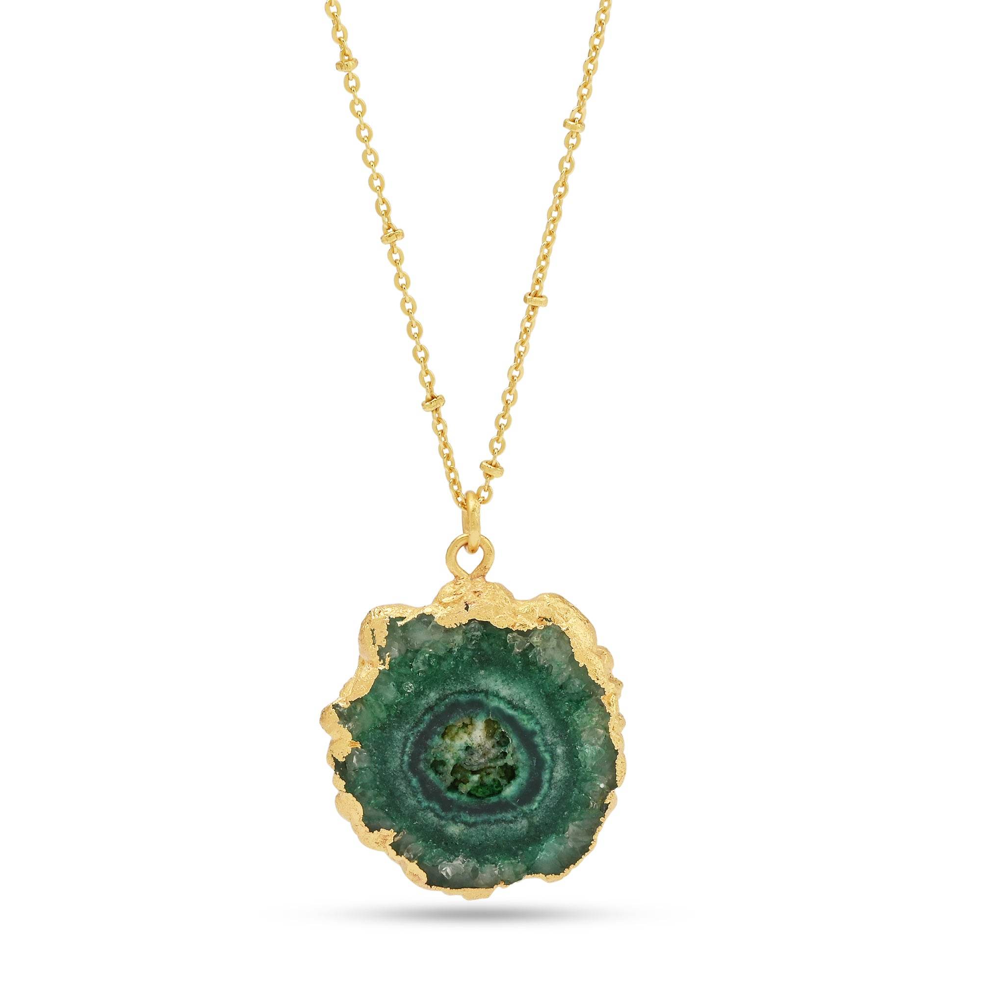Sterling Silver Green Solar Quartz Necklaces - La Vitá Jewels