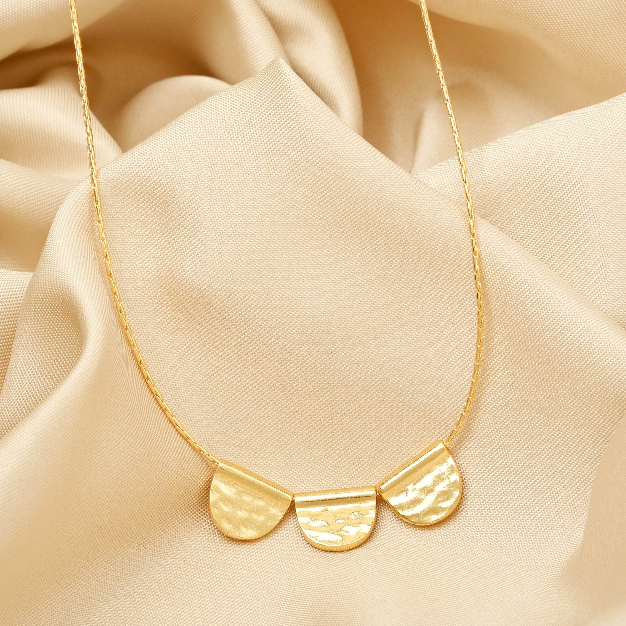 Three Half Moon Hammered Necklaces - La Vitá Jewels