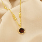Garnet Gemstone with Metal Beads Necklaces in Sterling Silver - La Vitá Jewels