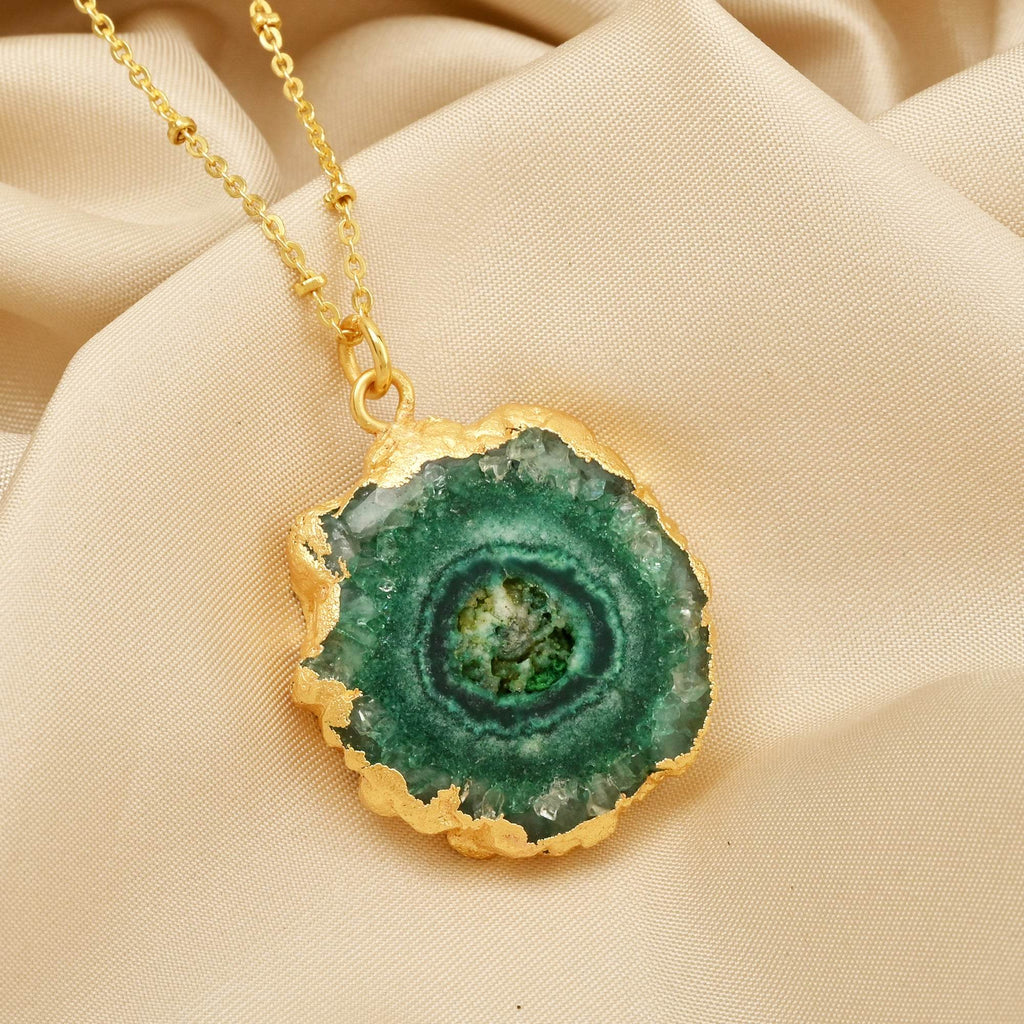 Sterling Silver Green Solar Quartz Necklaces - La Vitá Jewels