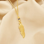 Sterling Silver Feather shape with Iolite Beads Necklaces - La Vitá Jewels