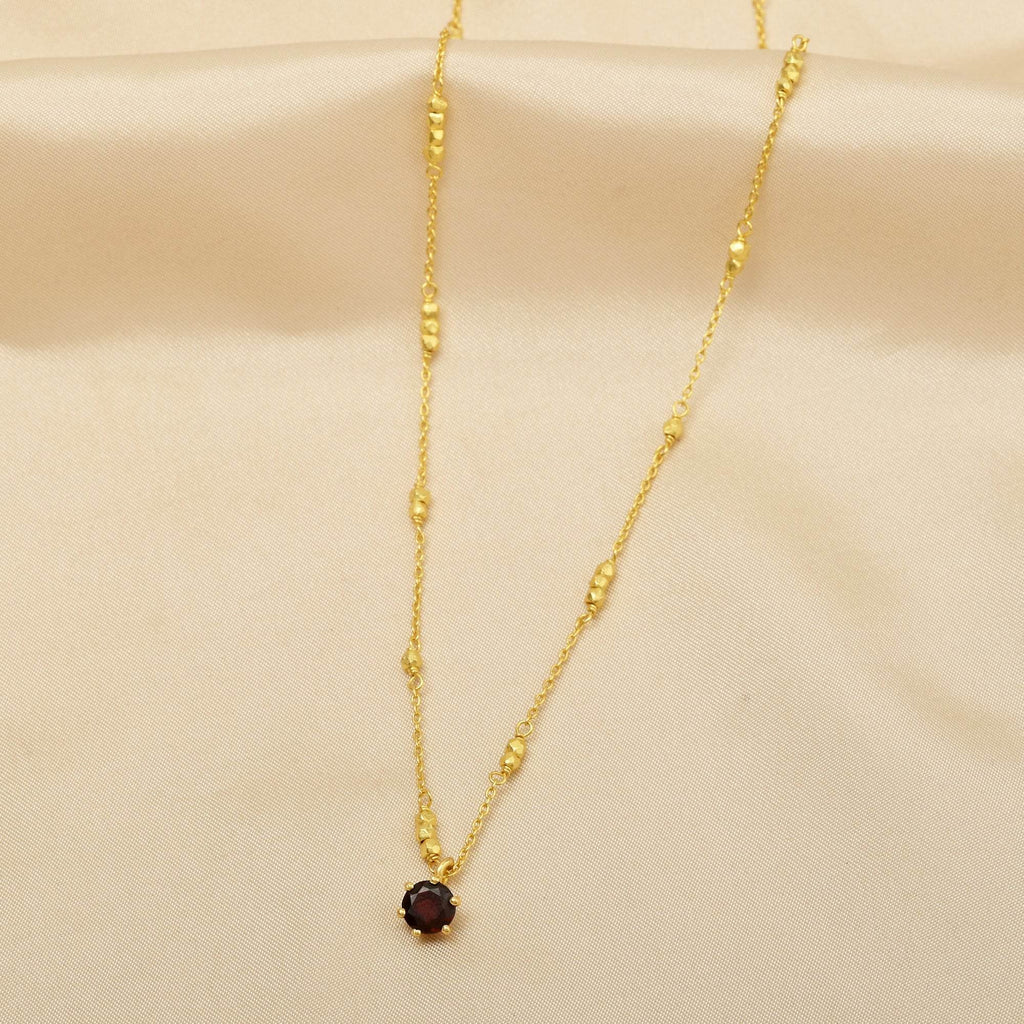 Garnet Gemstone with Metal Beads Necklaces in Sterling Silver - La Vitá Jewels