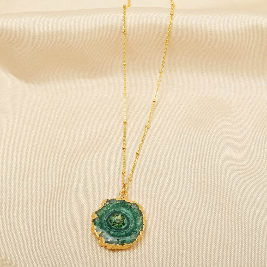 Sterling Silver Green Solar Quartz Necklaces - La Vitá Jewels