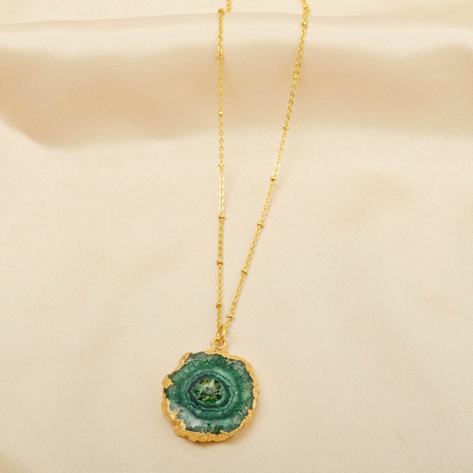 Sterling Silver Green Solar Quartz Necklaces - La Vitá Jewels