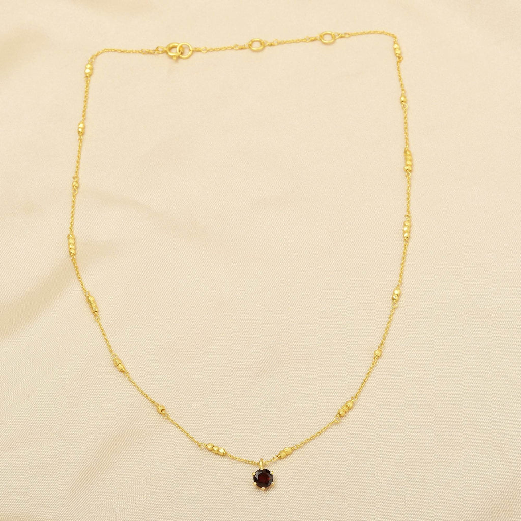 Garnet Gemstone with Metal Beads Necklaces in Sterling Silver - La Vitá Jewels