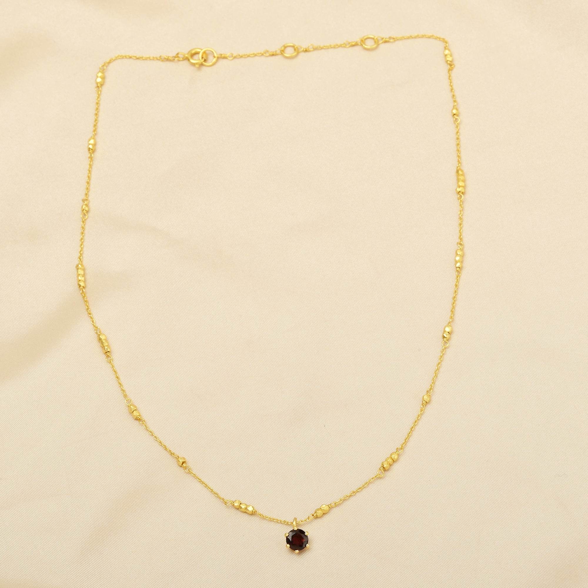 Garnet Gemstone with Metal Beads Necklaces in Sterling Silver - La Vitá Jewels