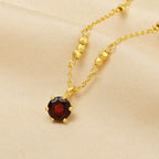 Garnet Gemstone with Metal Beads Necklaces in Sterling Silver - La Vitá Jewels