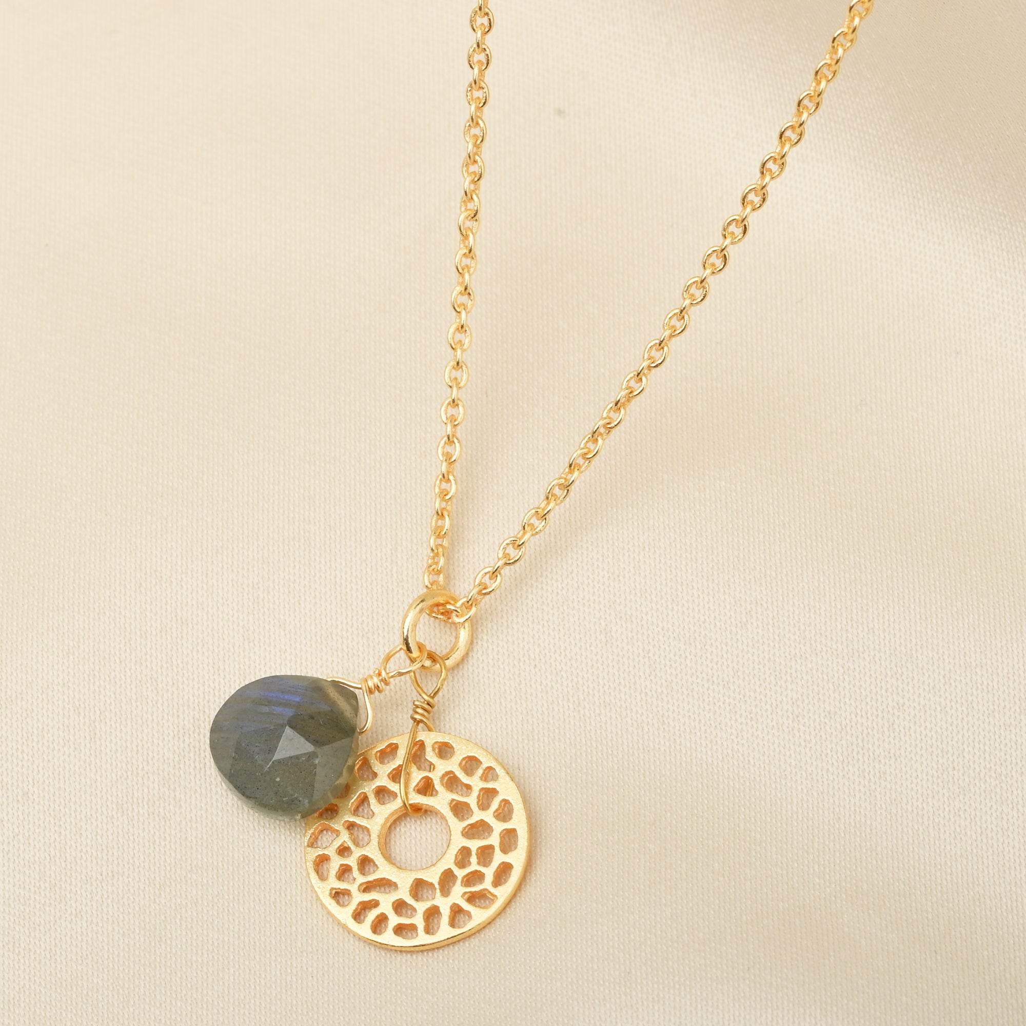 Labradorite with Round Disc Necklaces - La Vitá Jewels
