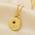 Flower Texture with Garnet Gemstone Necklaces - La Vitá Jewels