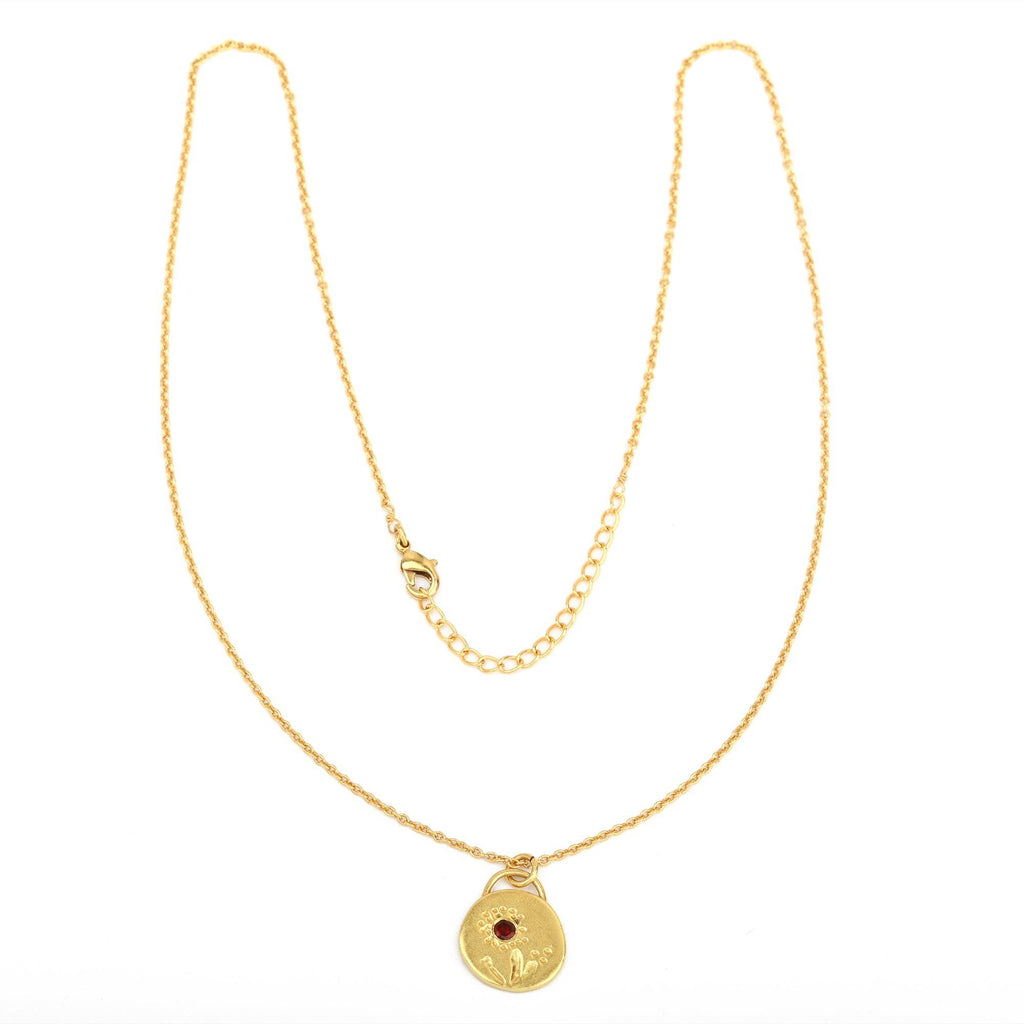 Flower Texture with Garnet Gemstone Necklaces - La Vitá Jewels