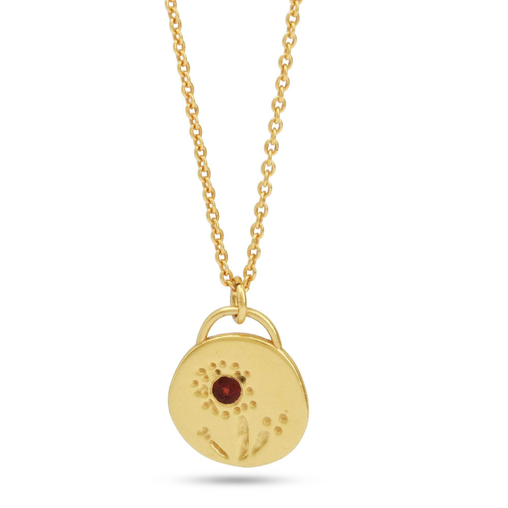 Flower Texture with Garnet Gemstone Necklaces - La Vitá Jewels