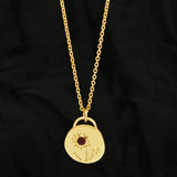 Flower Texture with Garnet Gemstone Necklaces