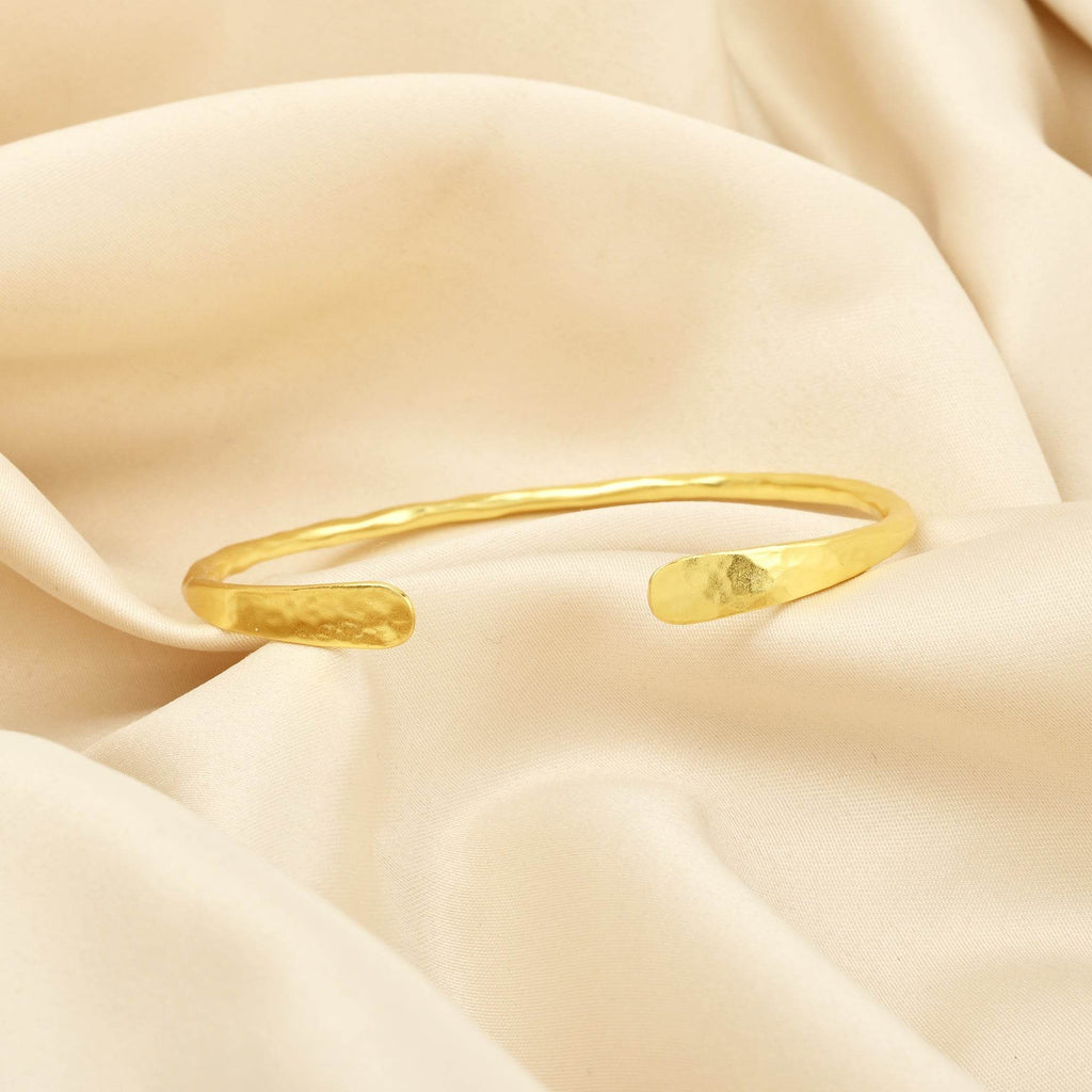 Hammered Metal Open Cuff Adjustable Bangles - La Vitá Jewels