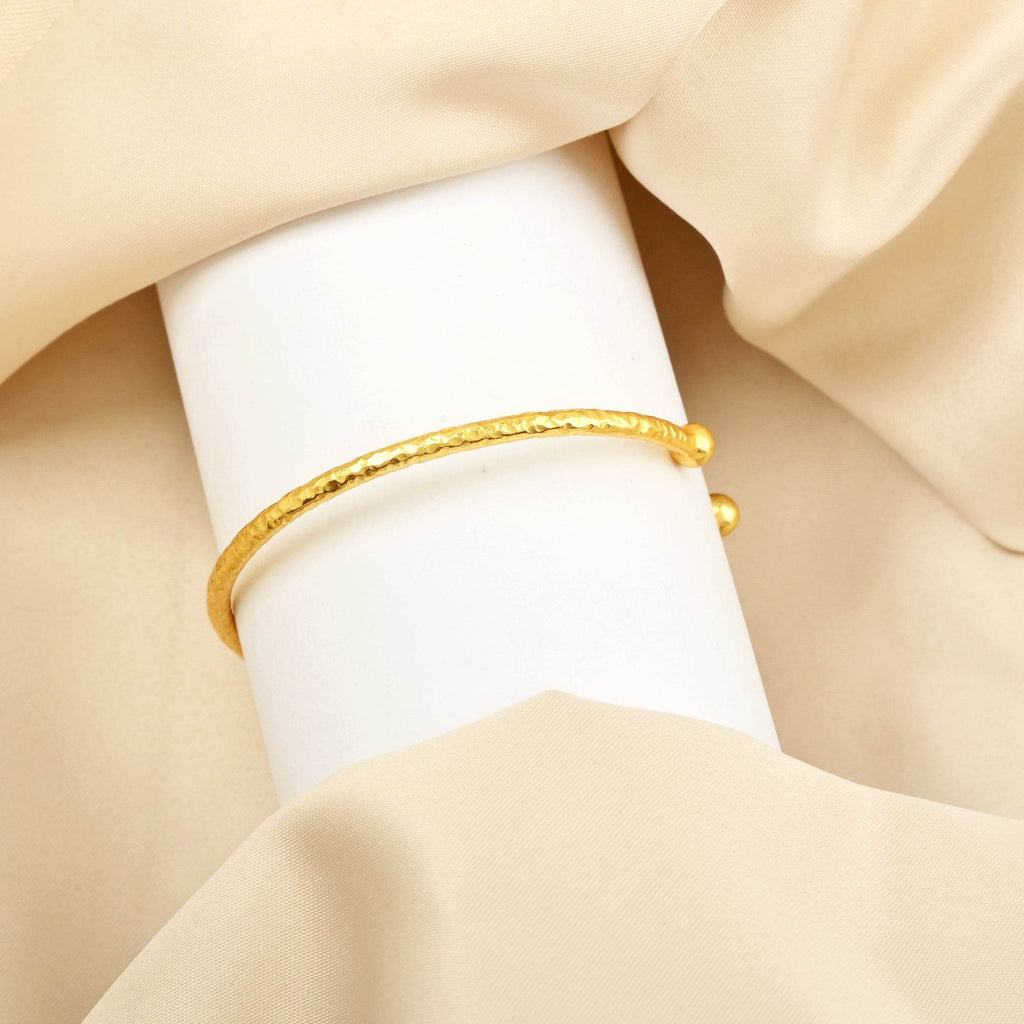 Open Cuff Hammered Metal Bangle Bracelets - La Vitá Jewels