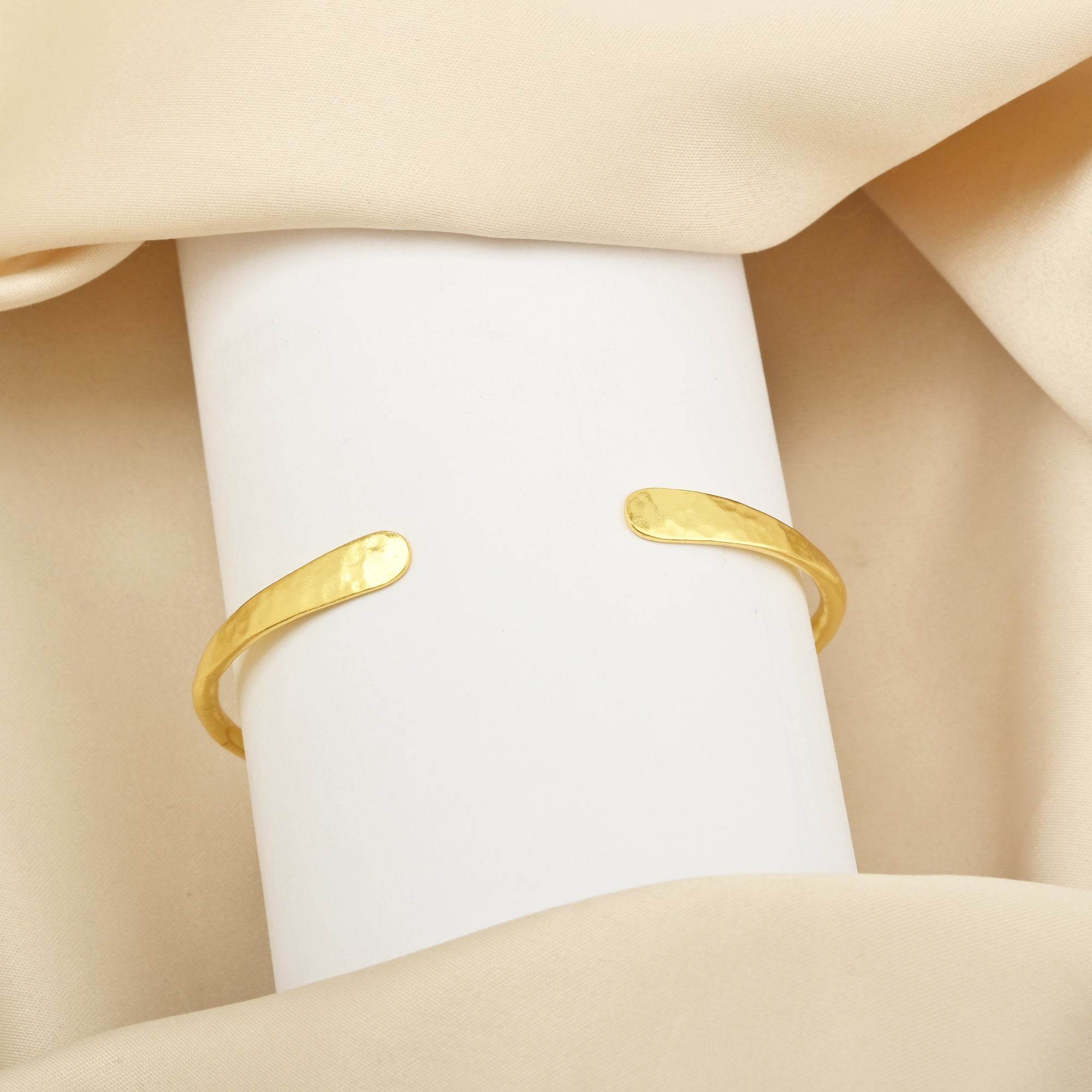 Hammered Metal Open Cuff Adjustable Bangles - La Vitá Jewels