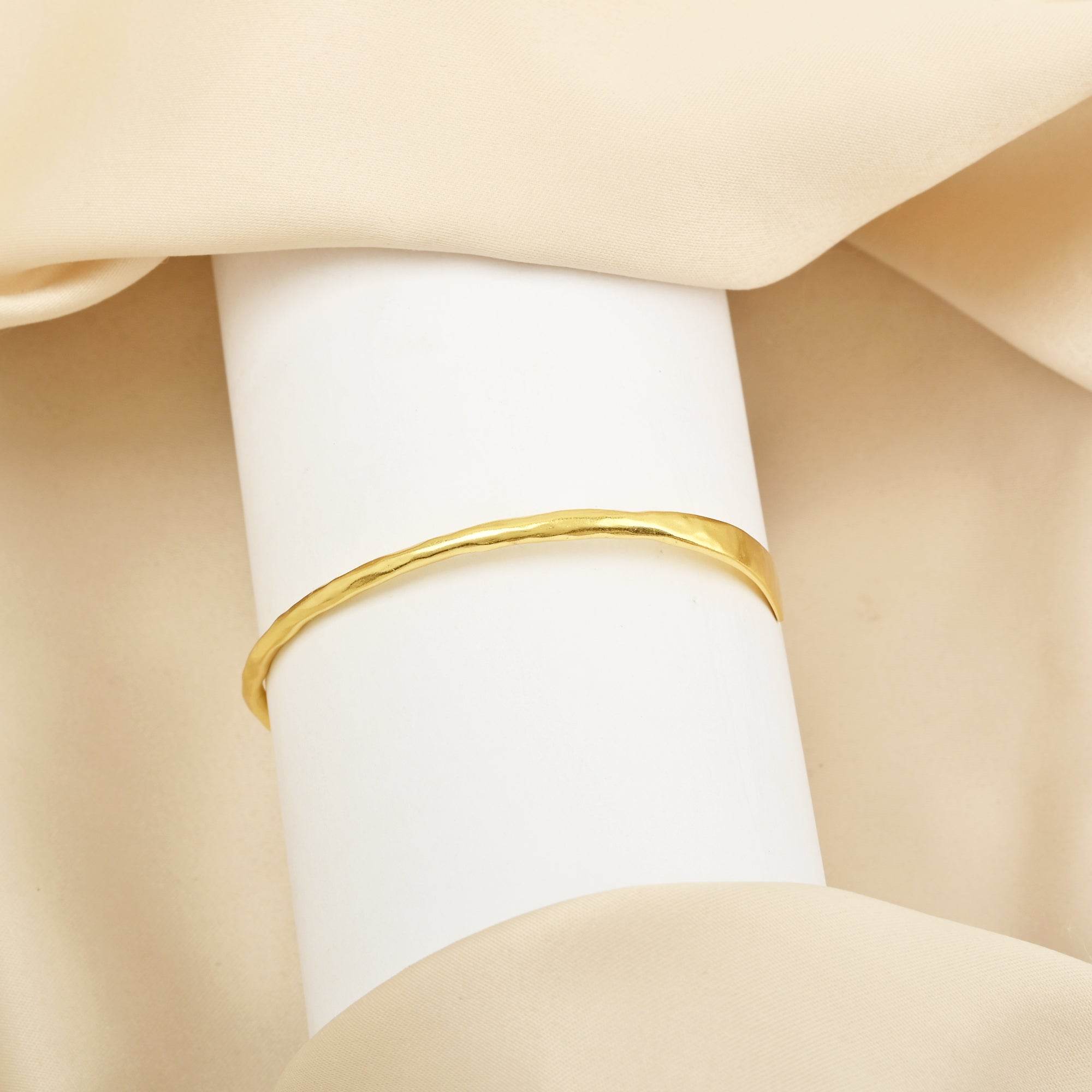 Hammered Metal Open Cuff Adjustable Bangles - La Vitá Jewels