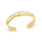 Black Onyx and Pearl Gemstone Adjustable Bangles - La Vitá Jewels