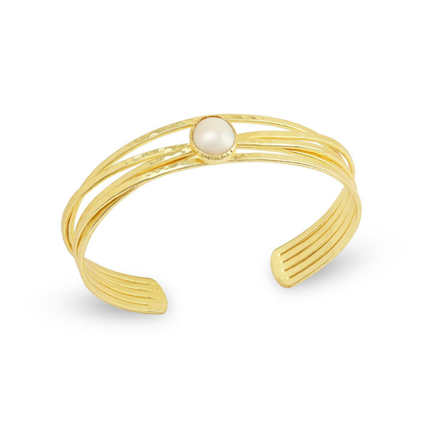Black Onyx and Pearl Gemstone Adjustable Bangles - La Vitá Jewels