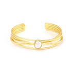 Black Onyx and Pearl Gemstone Adjustable Bangles - La Vitá Jewels