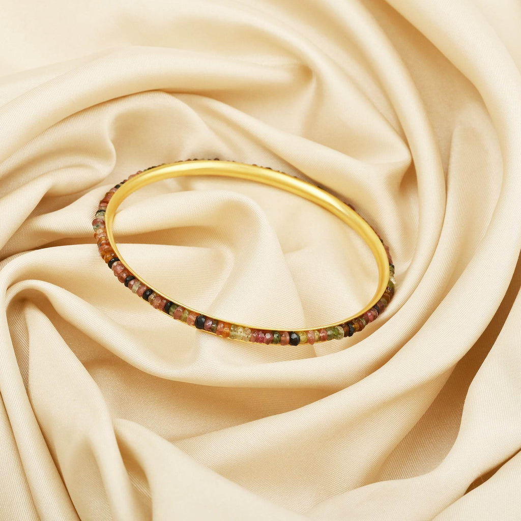 Multi Tourmaline and Amethyst Beads Bangles - La Vitá Jewels