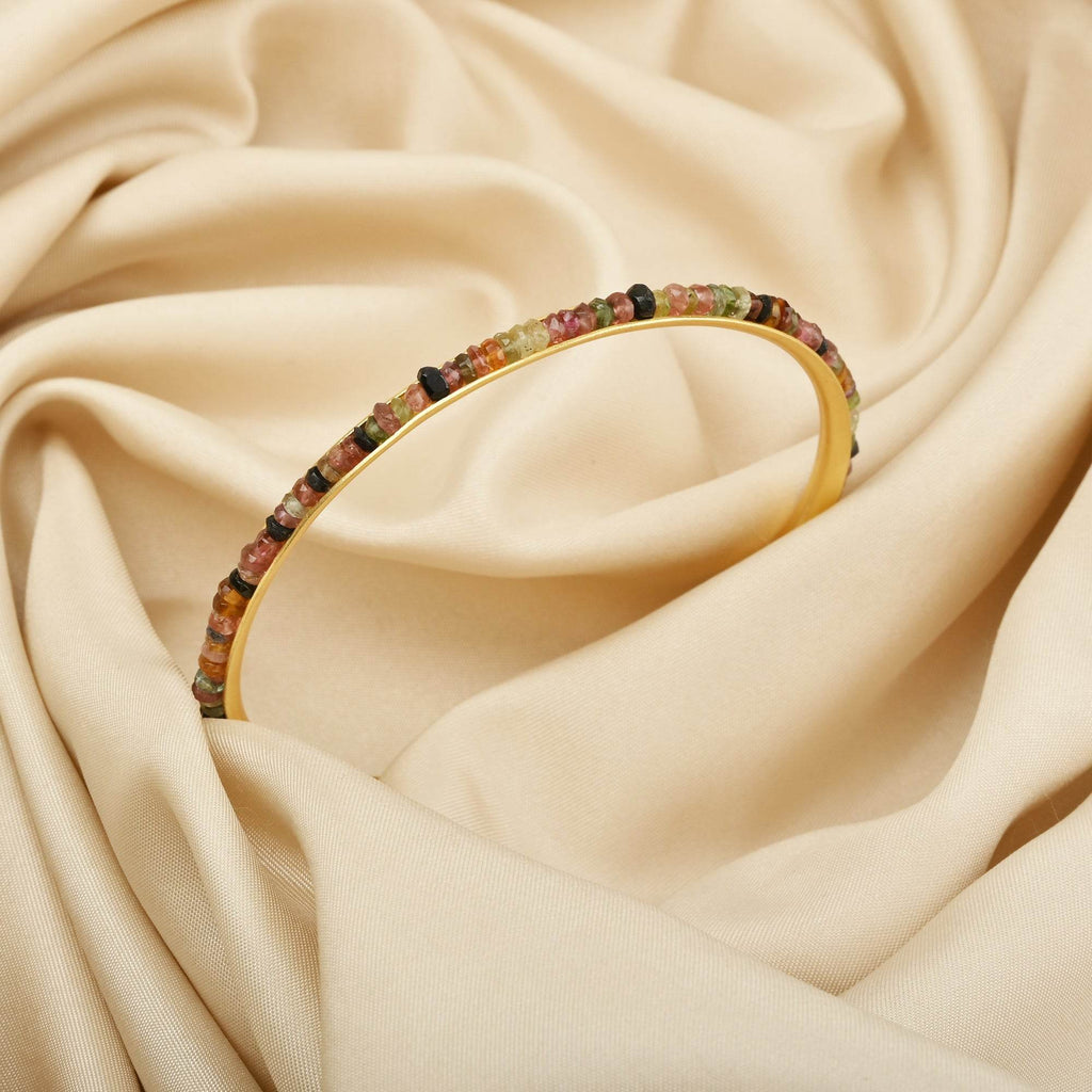 Multi Tourmaline and Amethyst Beads Bangles - La Vitá Jewels