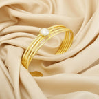 Black Onyx and Pearl Gemstone Adjustable Bangles - La Vitá Jewels