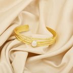 Black Onyx and Pearl Gemstone Adjustable Bangles - La Vitá Jewels