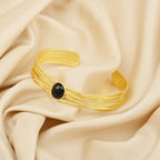 Black Onyx and Pearl Gemstone Adjustable Bangles - La Vitá Jewels