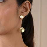 Double Round Disc Textured Earrings