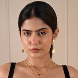 Double Round Disc Textured Earrings
