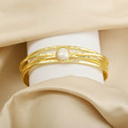Black Onyx and Pearl Gemstone Adjustable Bangles - La Vitá Jewels