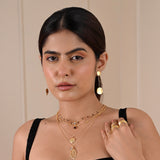 Double Round Disc Textured Earrings