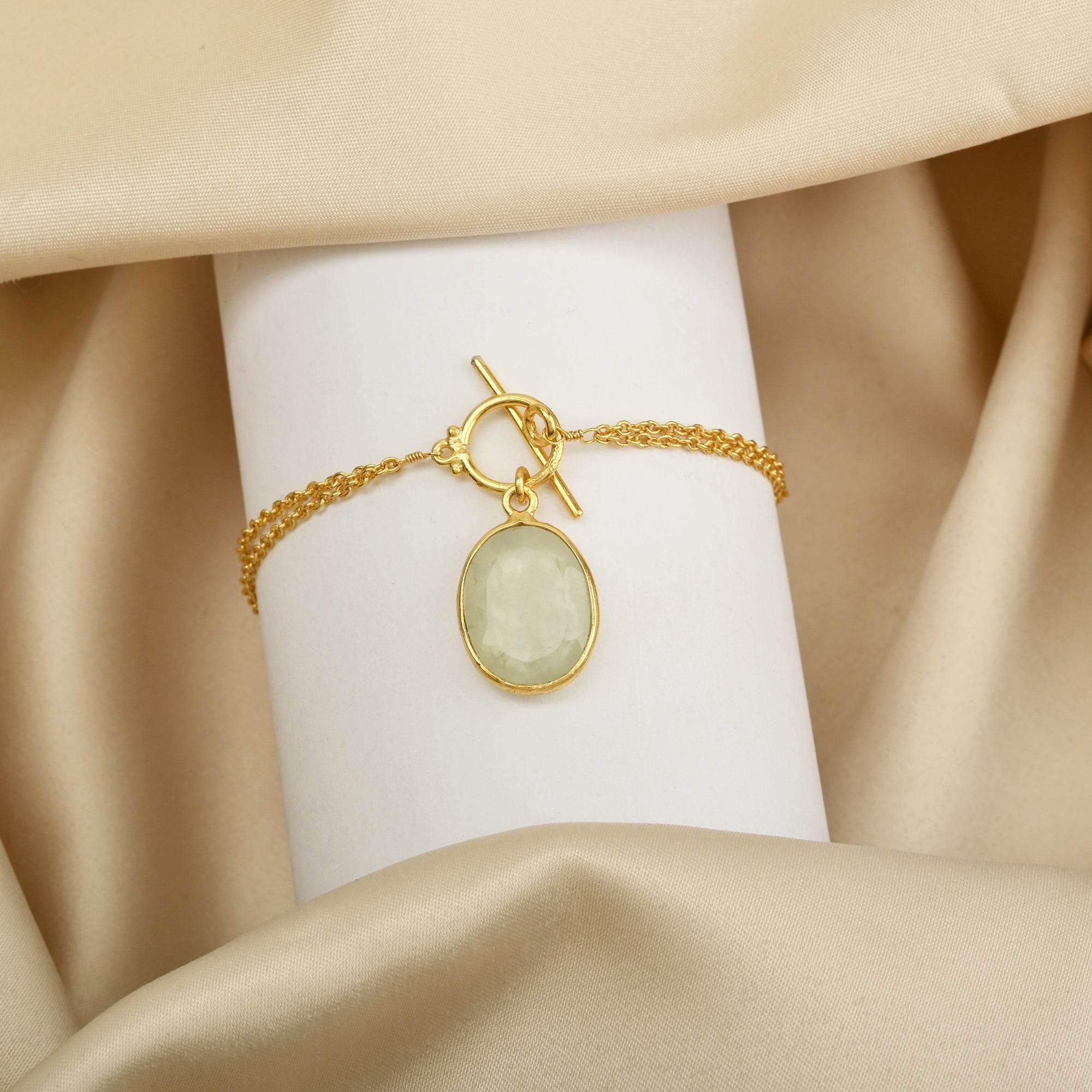 925 Silver Amethyst and Prehnite Gemstone Bracelets - La Vitá Jewels