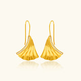 Biloba-Ginkgo Leaf with White CZ Earrings - La Vitá Jewels