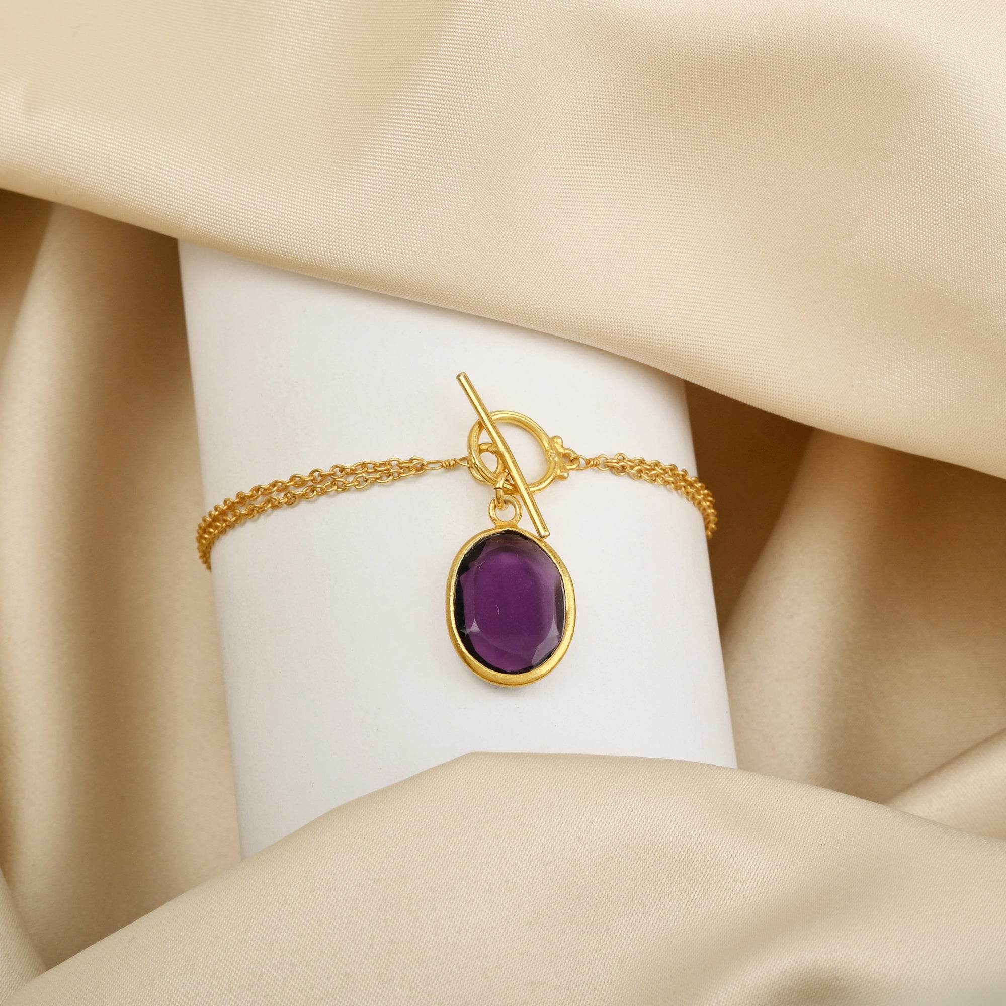 925 Silver Amethyst and Prehnite Gemstone Bracelets - La Vitá Jewels